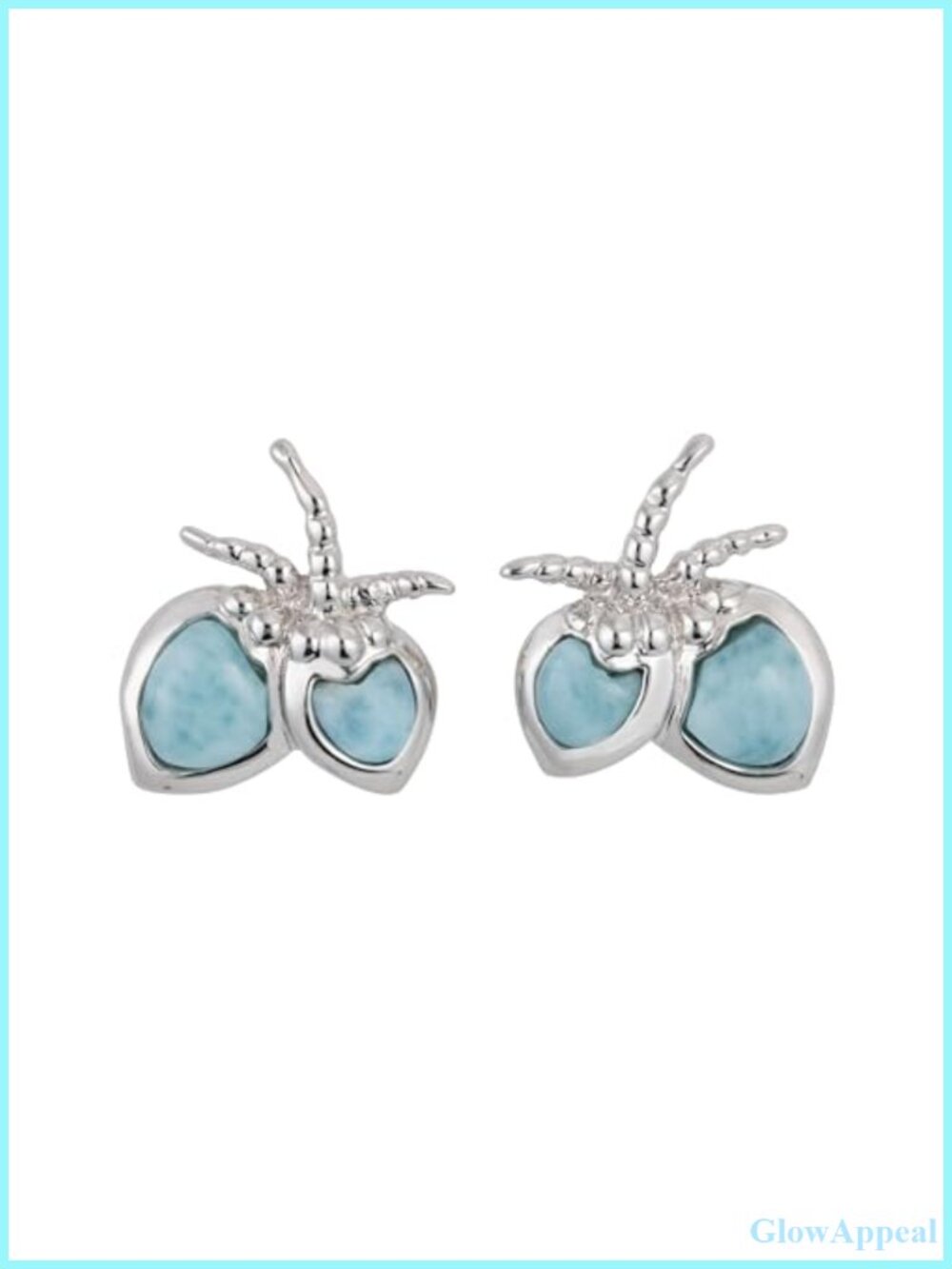 925 Sterling Silver Natural Larimar Stud Earrings Hypoallergenic